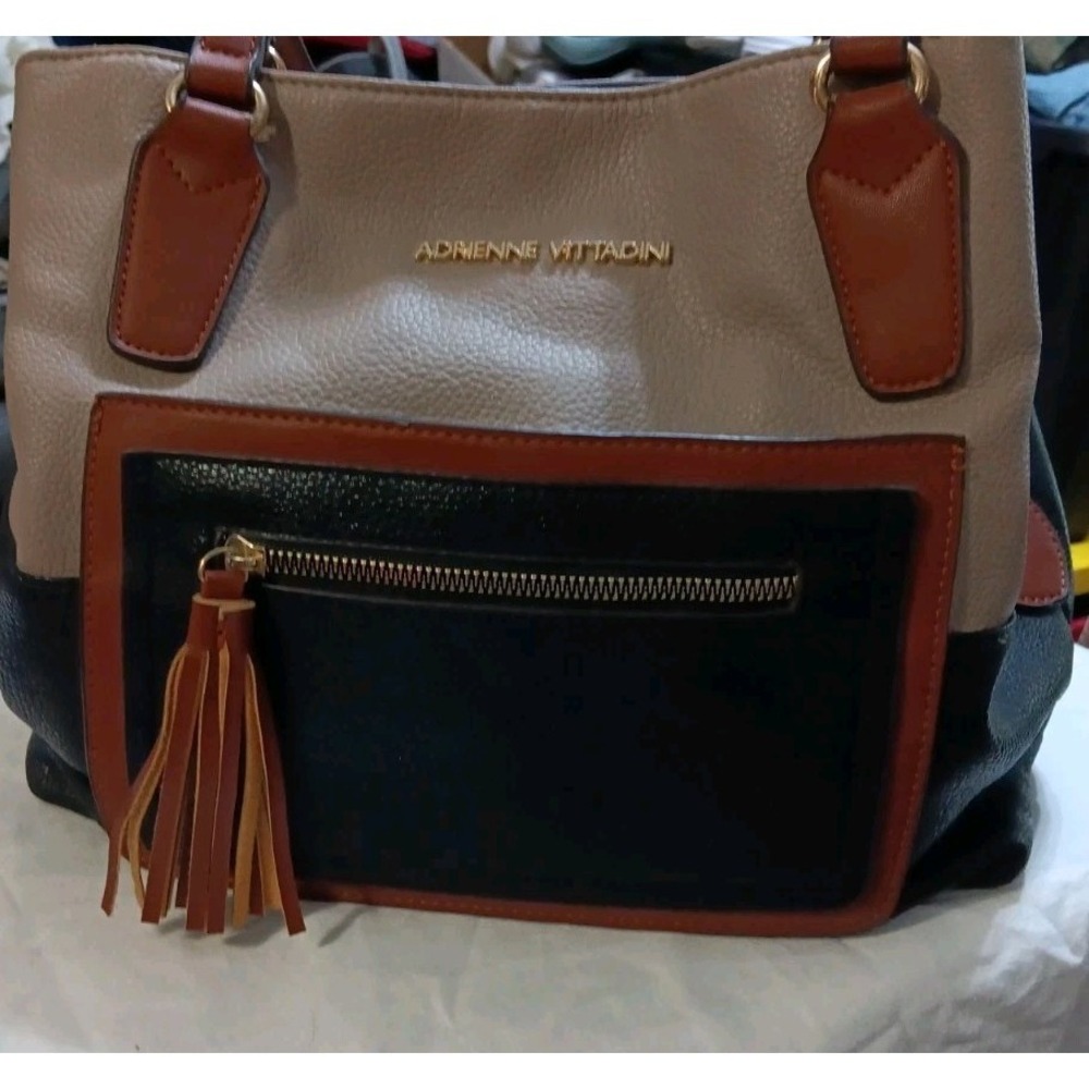 Adrienne Vittadini The Lexington Pebble Collection Blue Tote $190 Retail EUC